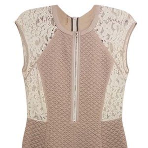 Rebecca Taylor Ivory Mauve Dress XS leather lace